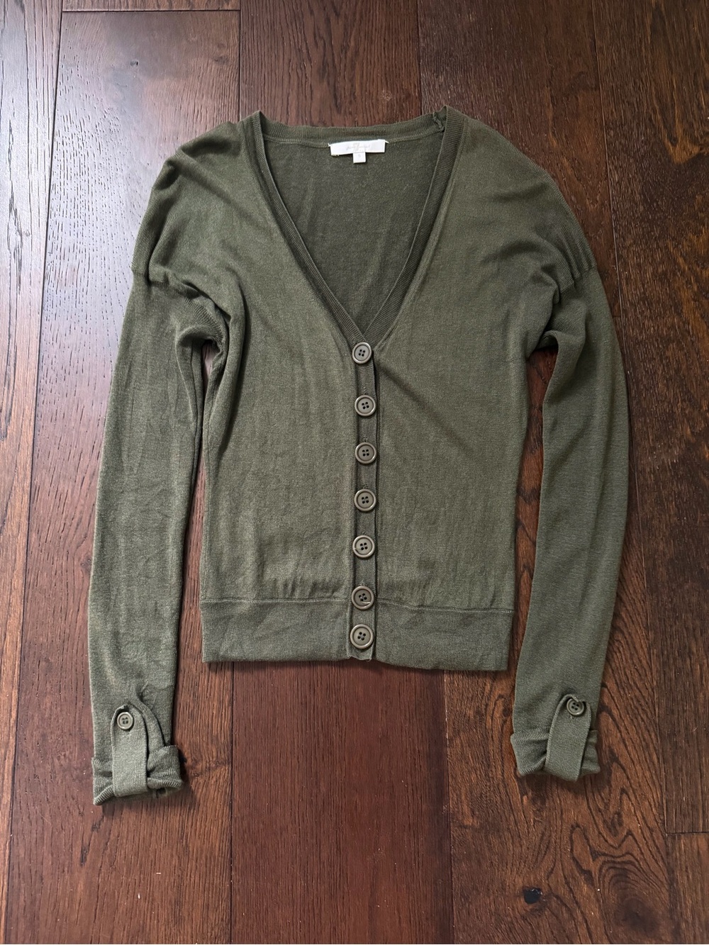 7 for all mankind Olive Green V-Neck Button Cardigan